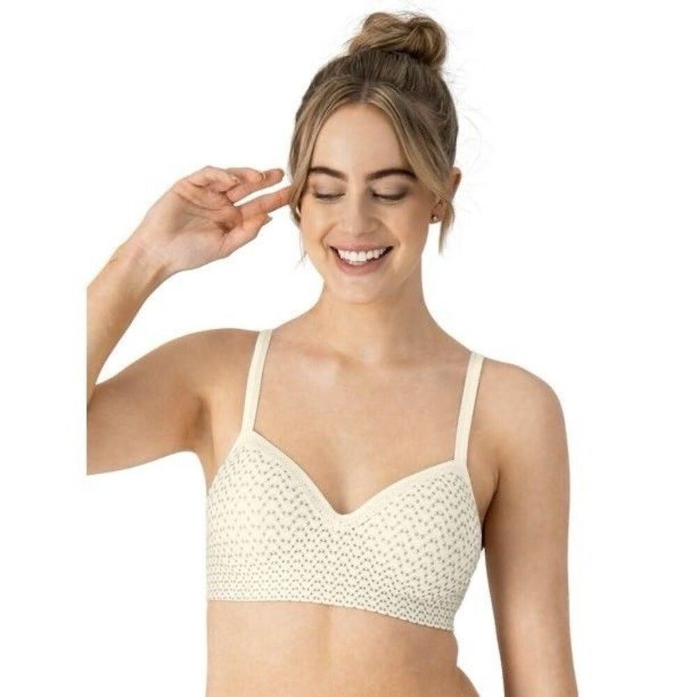 NWT Hanes Geo Cream Wirefree Support Comfort Convertible Straps Bra 2XL